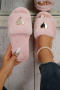 stylish comfortable 6 colors metallic heart peep toe home fur flat slippers_Black_White_Pink