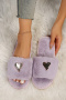stylish comfortable 6 colors metallic heart peep toe home fur flat slippers_Black_White_Pink_Magenta_Light Purple
