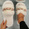stylish comfortable two colors peep toe 3d flower decor home fur flat slippers_Black_White