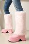 chic 3 colors pu leather fur thick bottom warm snow boots_Black_White_Pink