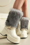 chic two colors pu leather thick bottom fur warm boots_Black_White
