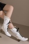 chic 6 colors pu leather strappy midi heel boots_Black_White