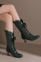 chic 6 colors pu leather strappy midi heel boots_Black_White_Red_Dark Green