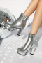 chic 3 colors gloss pu leather zip-up side chunky high-heel boots_Red_Gold_Silver