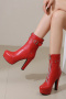 chic 5 colors pu leather zip-up high-heel boots_Black_White_Red
