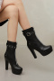 chic 5 colors pu leather zip-up high-heel boots_Black