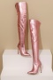 exquisite 4 colors gloss pu high-tube over knee pointed toe high-heel boots_Pink