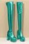 exquisite 4 colors gloss pu leather high-tube over knee chunky high-heel boots_Pink_Green