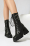 chic 4 colors pu leather square toe strappy heart buckle chunky high-heel boots_Black
