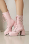 chic 4 colors pu leather square toe strappy heart buckle chunky high-heel boots_Black_White_Pink