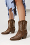 us 6-8.5 chic 4 colors embroidery pu pointed toe chunky heel cowgirl boots_White_Dark Gray_Red_Brown