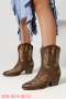 us 9-12 chic 4 colors embroidery pu pointed toe chunky heel cowgirl boots_White_Dark Gray_Red_Brown