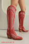 us 9-12 chic 3 colors embroidery pu leather zip-up chunky heel cowgirl boots_White_Red