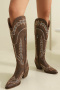 us 9-12 chic 3 colors embroidery pu leather zip-up chunky heel cowgirl boots_White_Red_Brown