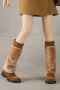 chic 3 colors suede plush decor thick bottom cowgirl boots_Black_Gray_Brown