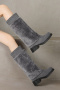 chic 3 colors suede plush decor thick bottom cowgirl boots_Black_Gray