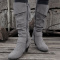 chic two colors suede zip-up side high-heel boots_Black_Gray