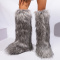 chic 3 colors plush midi-high tube flat warm snow boots_Gray