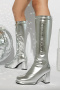 chic 6 colors gloss pu leather zip-up side chunky heel boots_Black_White_Pink_Red_Gold_Silver