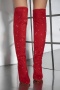exquisite 3 colors rhinestone decor over knee pointed toe high-heel boots_Black_Red
