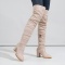 chic 4 colors suede fabric over knee zip-up side chunky heel boots_Black_Red_Beige