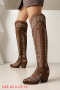 us 9-12 chic 3 colors embroidery pu high-tube zip-up chunky heel cowgirl boots_Dark Gray_Red_Brown