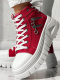 stylish casual two colors strappy zip-up thick sole sneakers_Red