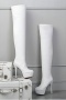 chic two colors pu leather over knee high-tube zip-up high-heel boots_Black_White