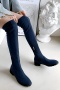 chic 3 colors suede over knee zip-up side chunky heel boots_Black_Rose Red_Dark Blue