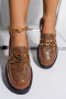 chic two colors pu leather low chunky heel loafers_Black_Brown