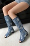 chic two colors denim fabric sequin decor peep toe chunky low heel boots sandals_Sky Blue_Blue