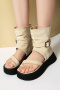 chic 3 colors suede fabric thick bottoms boots sandals_Black_Pink_Beige