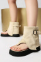 chic 3 colors suede thick bottoms boots sandals_Black_Pink_Beige