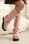chic punk style 3 colors suede fabric thick bottoms boots sandals_Black_Pink