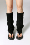 chic punk style 3 colors suede fabric thick bottoms boots sandals_Black