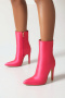 chic pu leather 4 colors pointed toe zip-up side high-heel boots_Black_Magenta