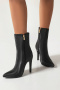chic pu leather 4 colors pointed toe zip-up side high-heel boots_Black