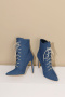 chic 3 colors denim fabric pointed toe strappy high-heel martin boots_Black_Blue_Dark Blue