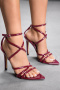 chic two colors gloss pu leather pointed toe high-heel sandals_Rose Red