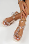 chic rhinestone square toe transparent chunky high-heel sandals_Black_Beige