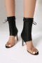 chic pu leather eyelet strappy zip-up high-heel sandals_Black