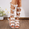 chic 4 colors pu leather hollow out bow decor zip-up high-tube sandals_Black_White