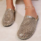 chic two colors hollow fishnet rhinestone decor flat slippers_Black_Gold