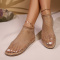 chic 3 colors hollow out fishnet rhinestone decor flat sandals_Black_White_Khaki