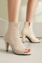 chic 3 colors glitter zip-up side high-heel sandals boots_Dark Gray_Beige