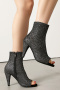 chic 3 colors glitter zip-up side high-heel sandals boots_Dark Gray