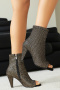 chic 3 colors glitter zip-up side high-heel sandals boots_Dark Gray_Beige_Gold