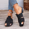 stylish retro 5 colors knitted upper chunky low-heel sandals_Black