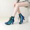 chic two colors sequin decor strappy midi heel boots_Black_Green