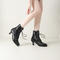 chic two colors sequin decor strappy midi heel boots_Black
